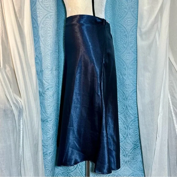 Alcea Rosea Satin Bias Cut Midi Skirt Sz XXL - Picture 3 of 11